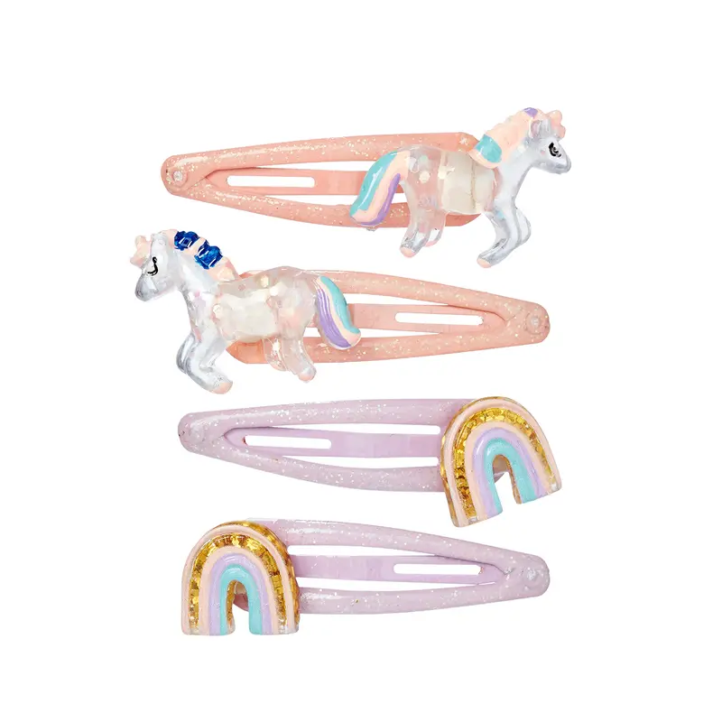 Hair clips Sanna horse (4 pcs/card, 1 card)