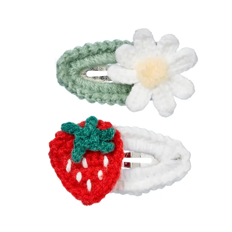 Hair clips Vivy strawberry flower (2 pcs/card, 1 card)