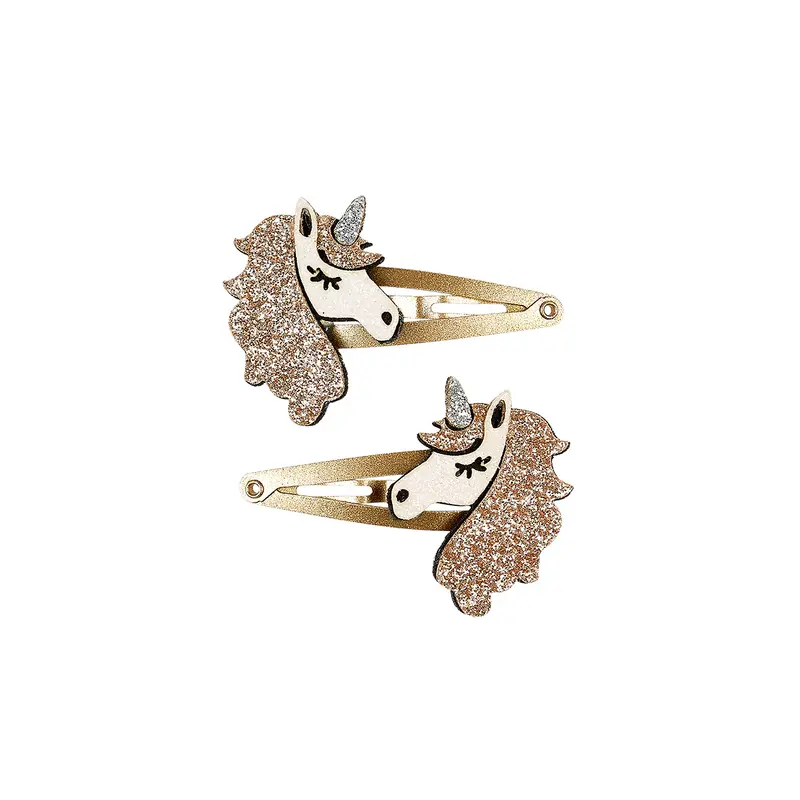 Hair clips Willow unicorn gold (2 pcs/card, 1 card)