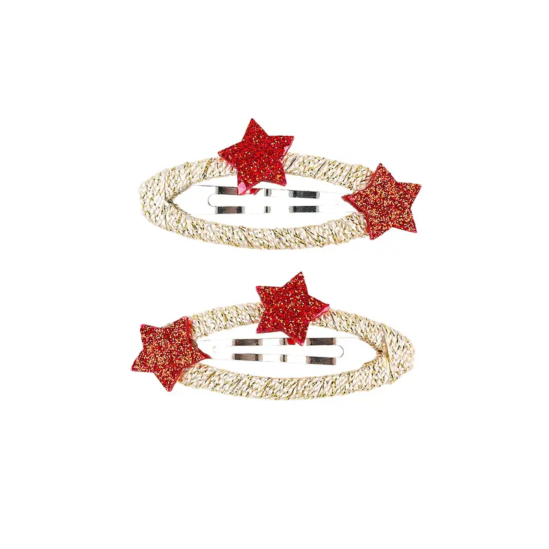 Hair clips Zinzi star red  (2 pcs/card, 1 card)