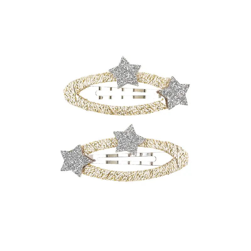 Hair clips Zinzi star silver  (2 pcs/card, 1 card)