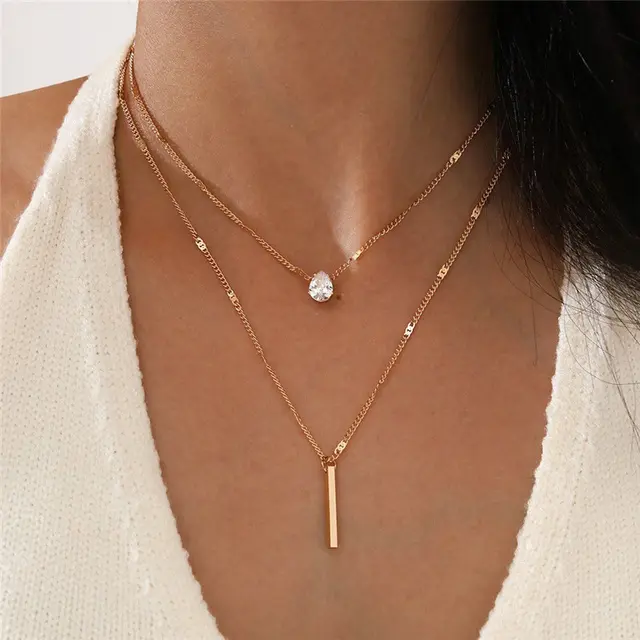 Hals Glitzer | Gold-Anhänger Halskette Set Vintage-Schmuck