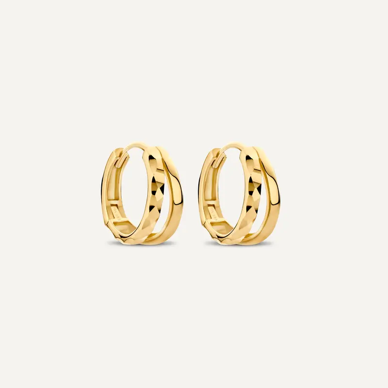 Hammered Double Huggie Hoops (12mm)