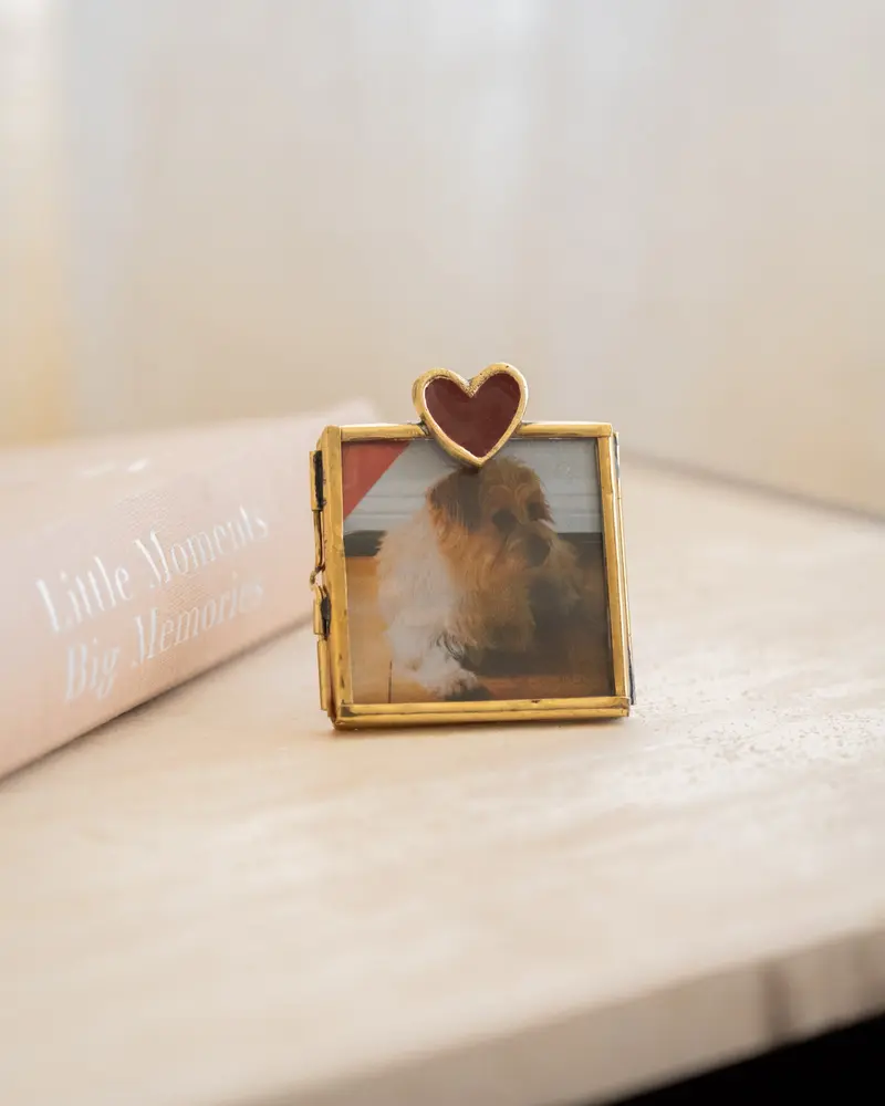 Handgemaakt Mini Fotolijstje Pyar Hart Bordeaux