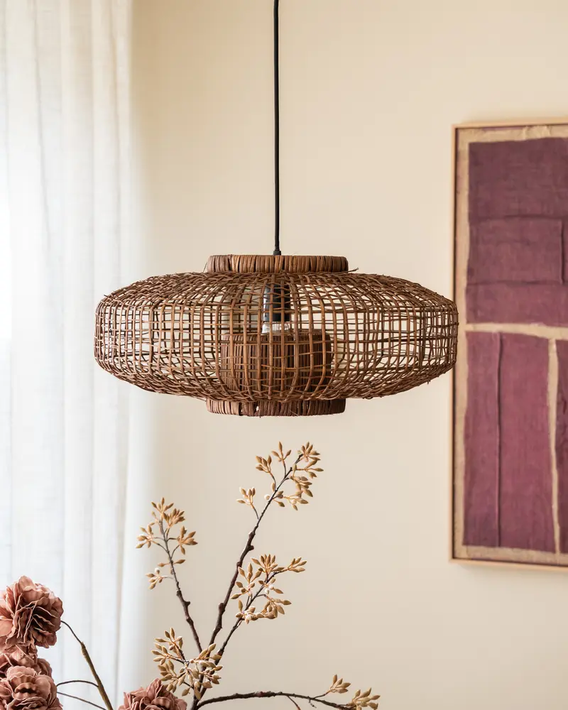 Handgevlochten Hanglamp Paldor Rotan