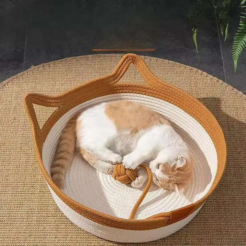 Handgewebtes Baumwollseilbett für Katzen - CozyNest