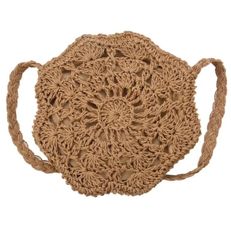Handtas Boho rond bruin 20x20cm