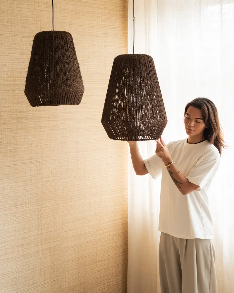 Hanglamp Gevlochten Palm Bruin