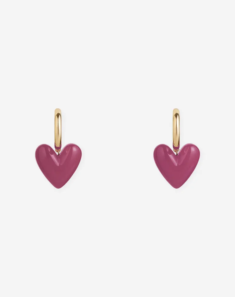 HEART COLORED HOOP EARRINGS FUCHSIA