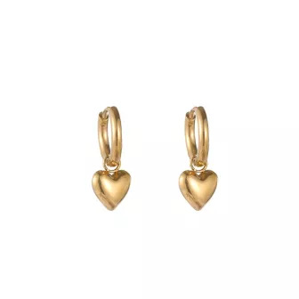 Heart - Hoop - 14K - Goudkleurige - Oorbellen - E1799-2