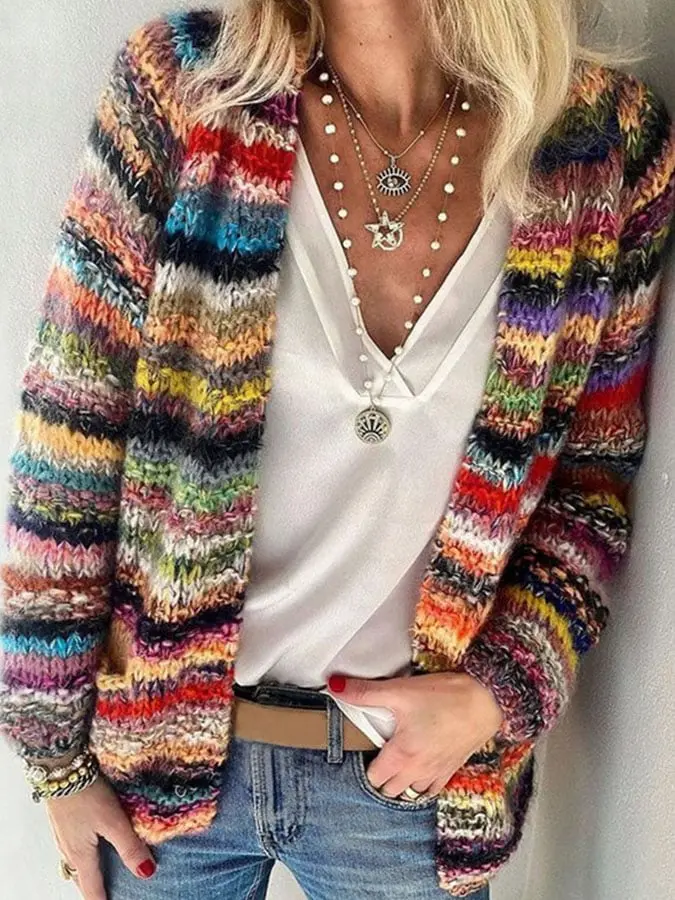 Herbstliche Gestrickte Farbige Damenweste – Elora