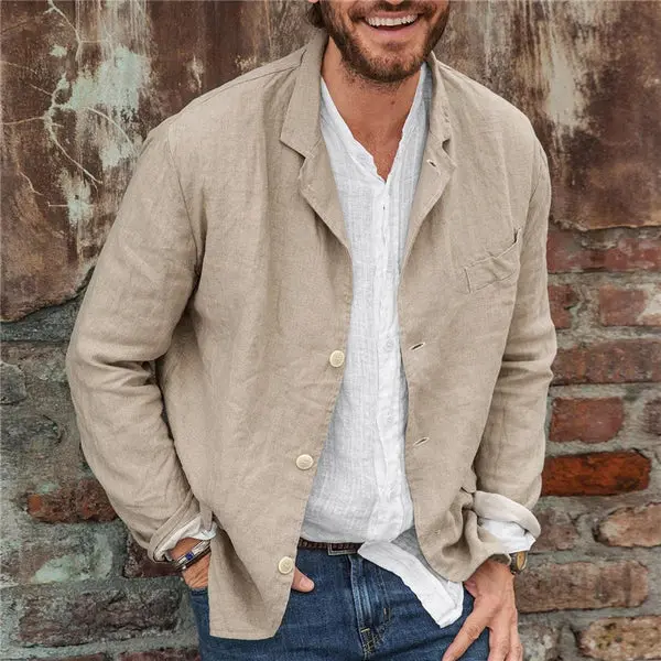 Herbstliche Legere Baumwoll-Leinen Herren-Jacke – Lennart