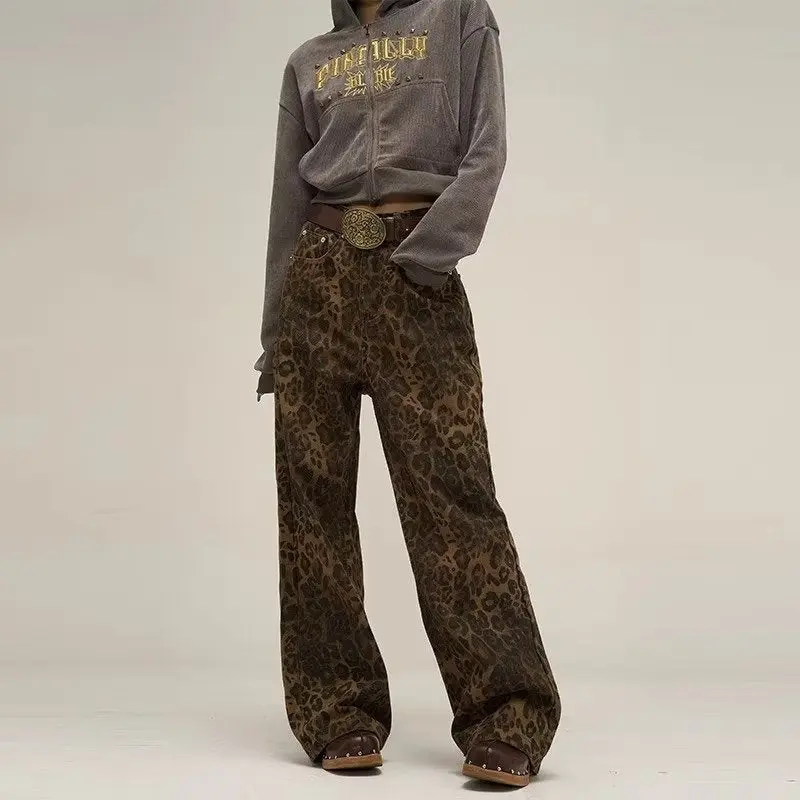 Herbstliche Leopardenmuster-Jeans - Layla