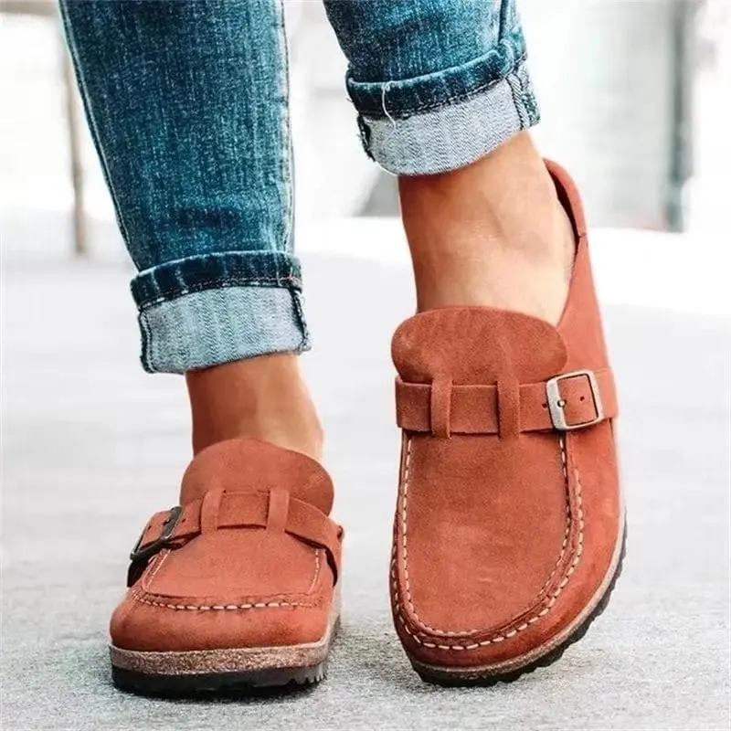 Herbstliche Retro Wildleder Pantoletten mit orthopädischem Komfort - Solenza