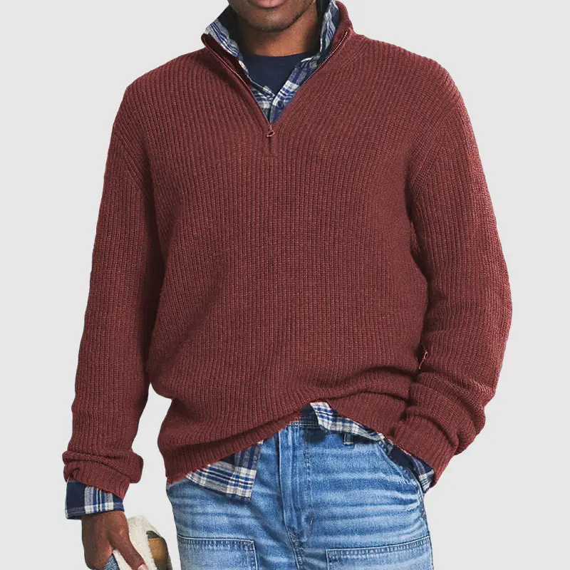 Herbstlicher Business-Casual Herrenpullover mit Reißverschluss - Vincent
