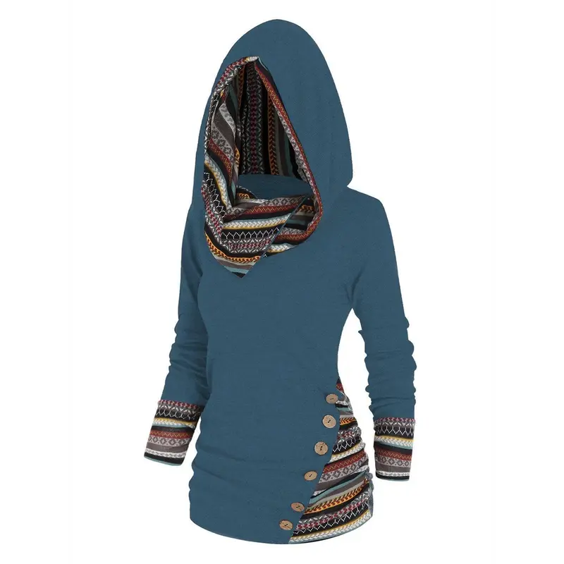 Herbstlicher Damen Kapuzenpullover mit Tribal-Muster – Tavira