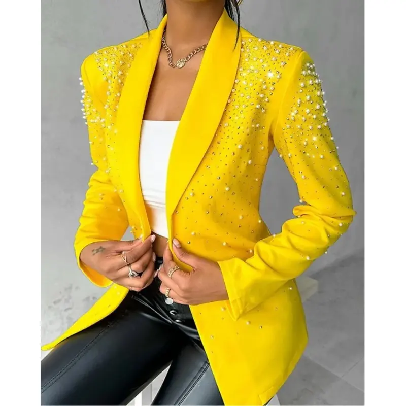 Herbstlicher Damenblazer mit Perlendetails - Amara