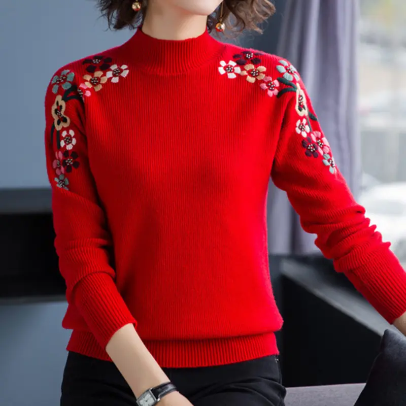 Herbstlicher Damenpullover mit Blumenmuster - Isabeau