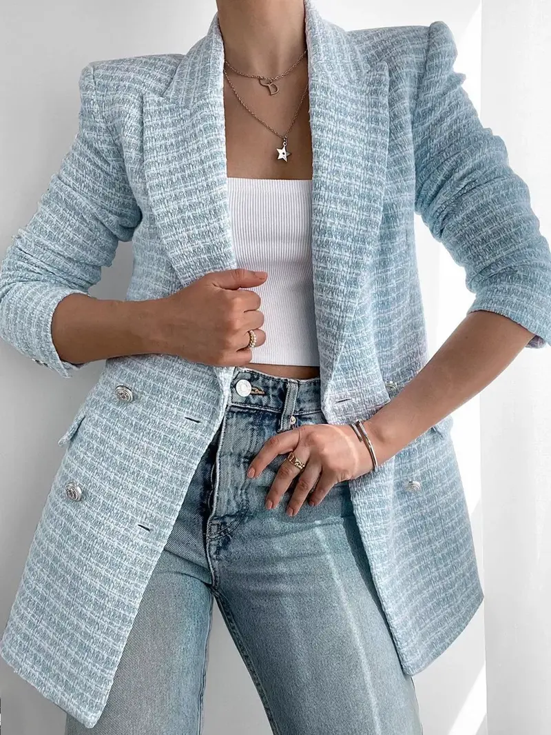 Herbstlicher Hellblauer Damenblazer - Elena