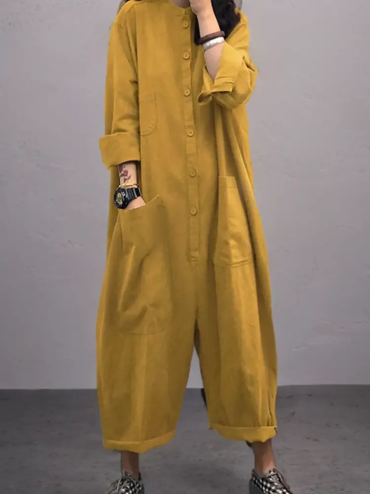 Herbstlicher Jumpsuit mit weitem Schnitt Damen – Livia