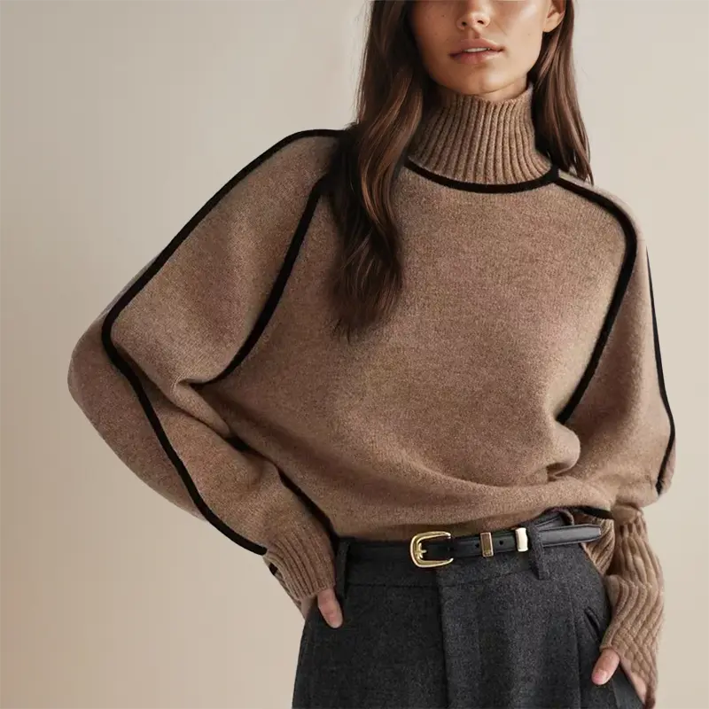 Herbstlicher Stilvoller Damen Rollkragenpullover – Clara