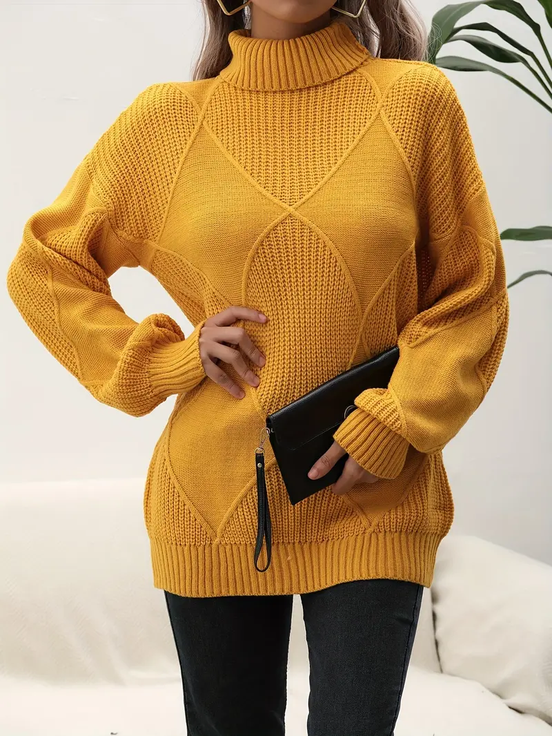 Herbstlicher Trendiger Unifarbener Rollkragenpullover - Selena