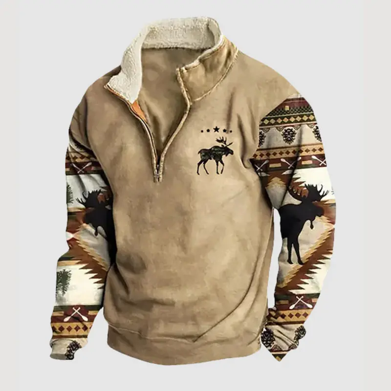 Herbstlicher Vintage Fleece-Pullover mit Reißverschluss für Herren - Felix