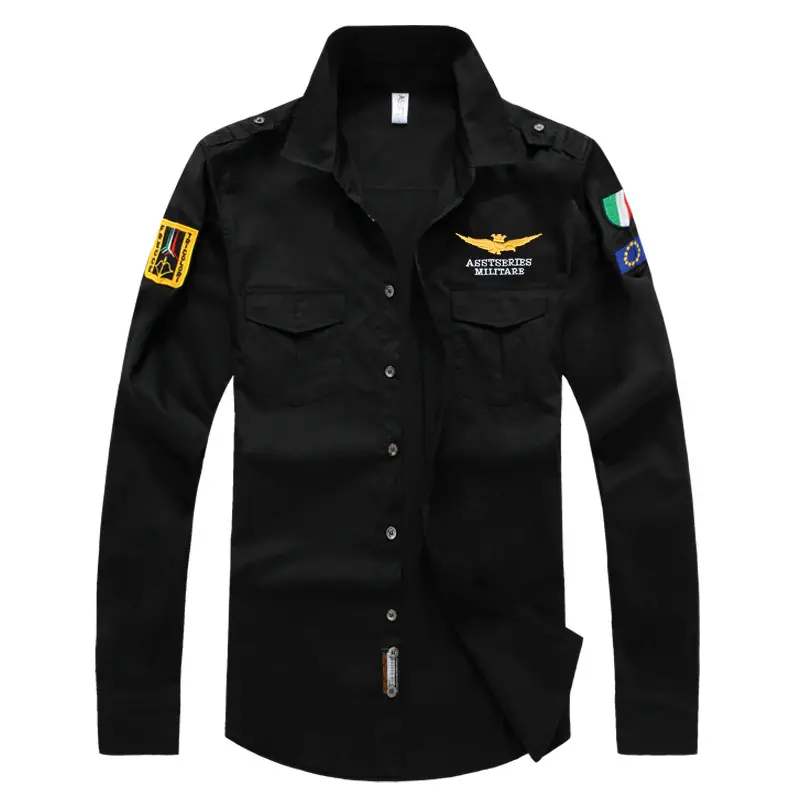 Herbstliches Air-Force-Stil Herrenhemd mit Doppeltaschen - Lucas