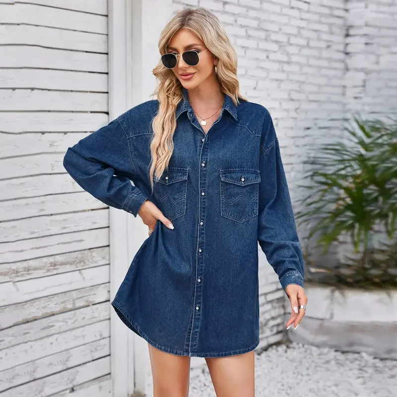 Herbstliches Denim-Hemdkleid mit Knopfleiste – Lianne