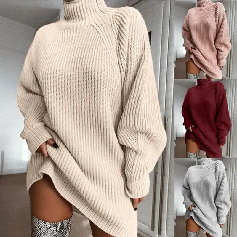 Herbstliches Komfort-Rollkragenkleid - Celeste