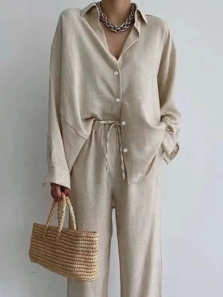 Herbstliches Leinen-Set für Damen - Simone