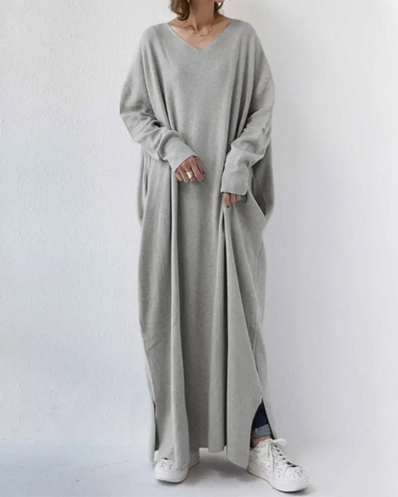Herbstliches Maxikleid aus Baumwoll-Leinen-Mix – Sorella