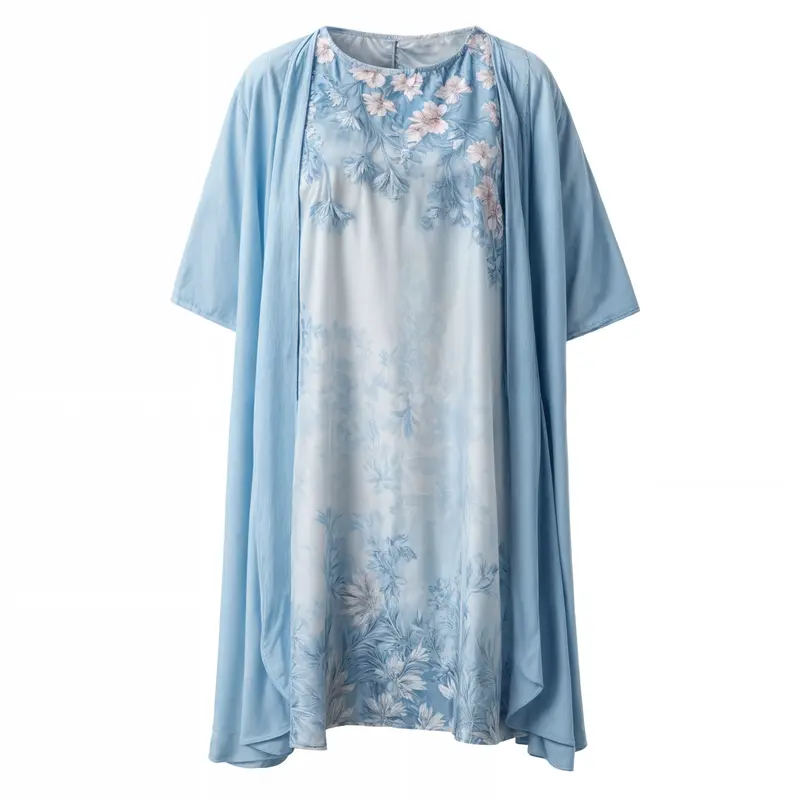 Herbstliches Stilvolles Geblümtes A-Linien Kleid mit Weste für Damen – Miray
