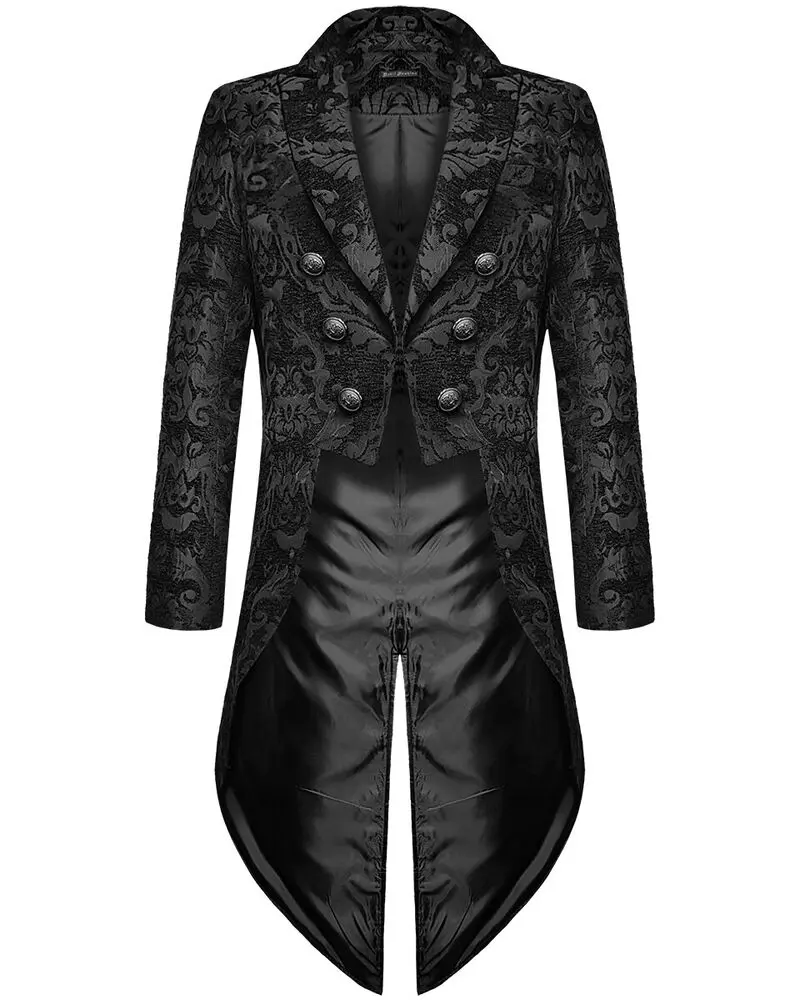 Herren Gothic Herbstmantel mit Brokatdesign – Victor