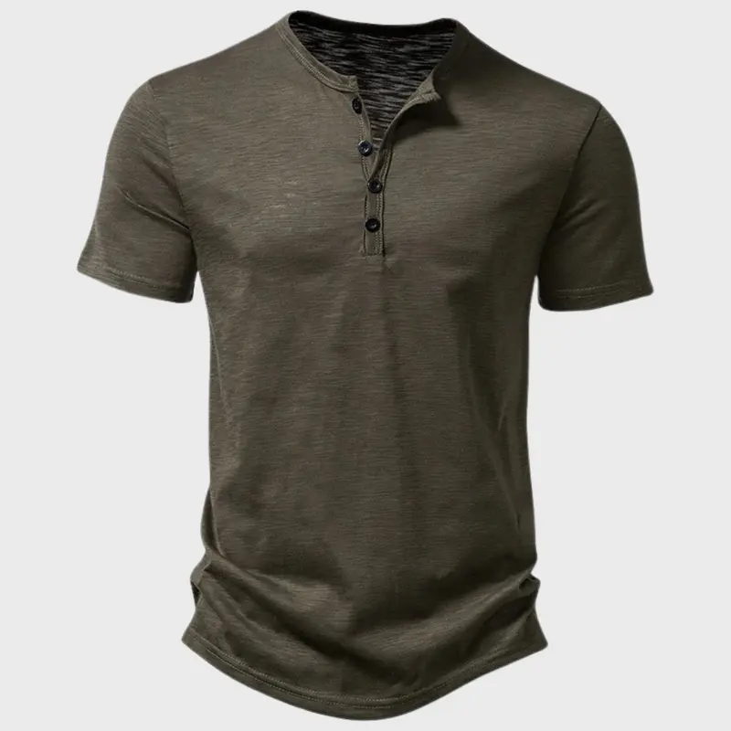 Herren-Sommer-T-Shirt mit Henley-Kragen - Cody