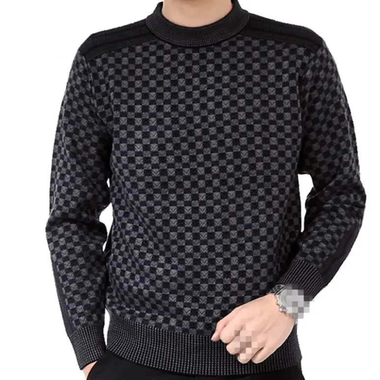 Herren-Winterpullover mit Karo-Strickmuster – Fabian
