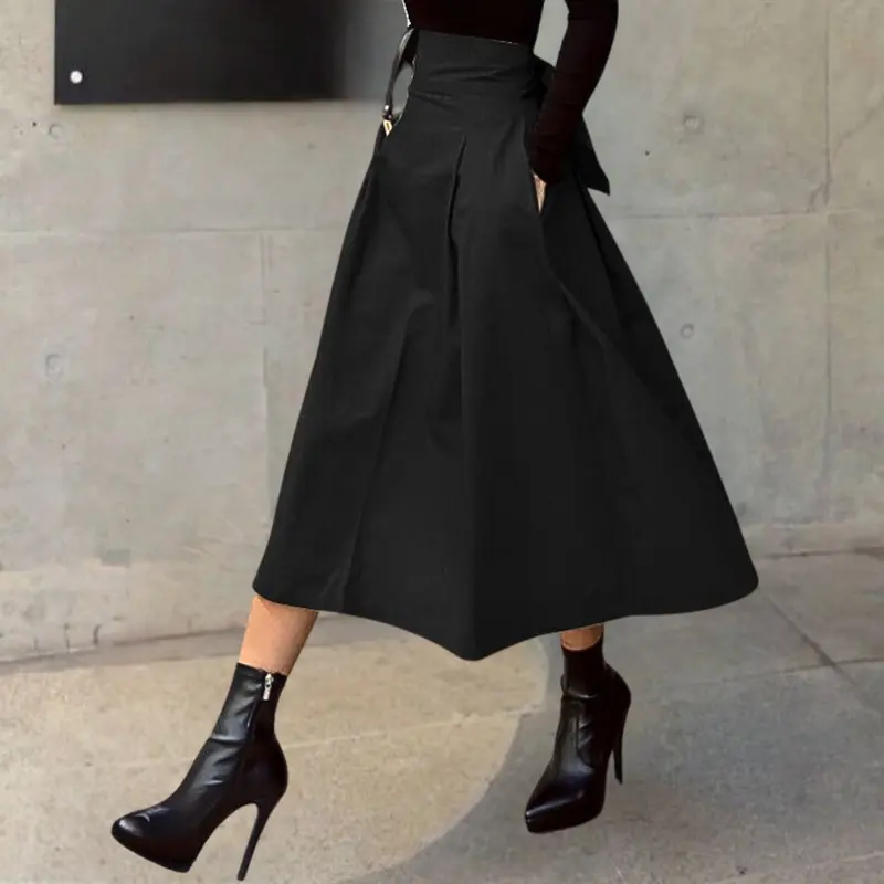 High-Waist Herbstrock mit Schleifendetail - Elina