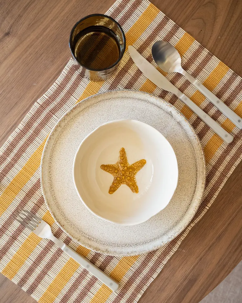 HKLIVING Placemat Striped Amber