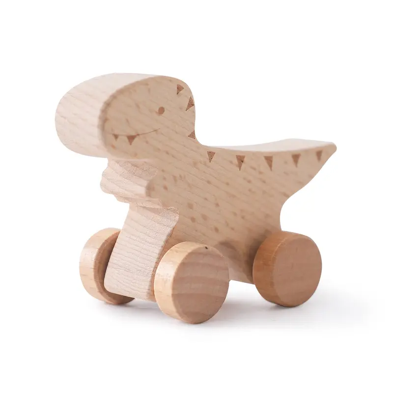 Holz-Dinosaurier mit Rollen für Kinder – 1 kaufen, 1 gratis Aktion