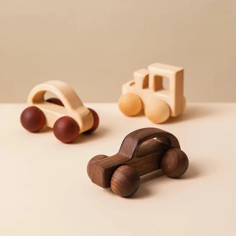 Holzfahrzeug-Set für Kinder mit Rennwagen, Transporter und Allzweckauto – Fahrspaß pur