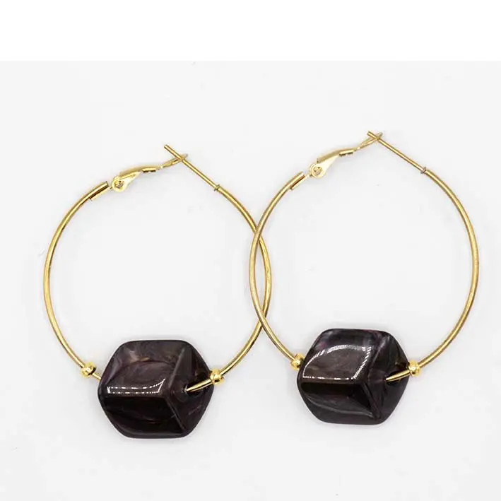 Hoop oorbellen met verwisselbare Cubes, Rusty Copper