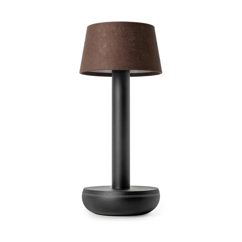 Humble Two Draadloze LED Tafellamp | Zwart & Bruin Linnen