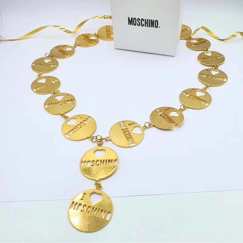 “I ♥ Moschino” Round Plaques Necklace