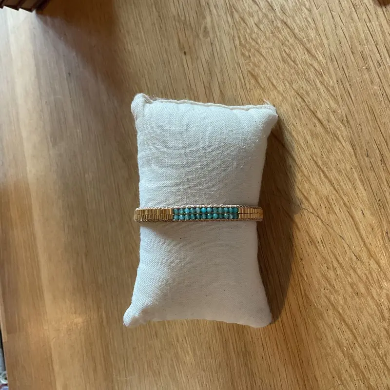 Ibu bracelet bamboo stones 2 row amazonite