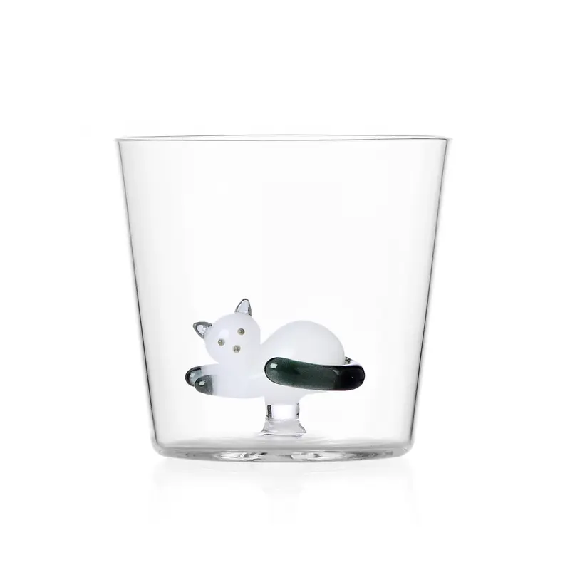 Ichendorf Milano Tabby Cat Waterglas  | Liggende Kat Wit & Smoke