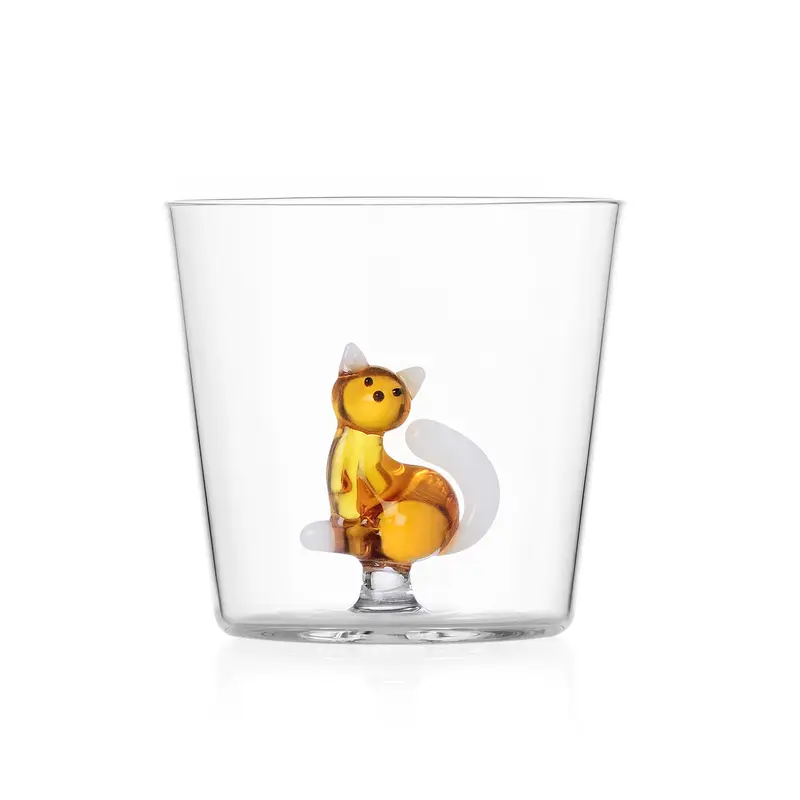Ichendorf Milano Tabby Cat Waterglas | Zittende Kat Amber & Wit