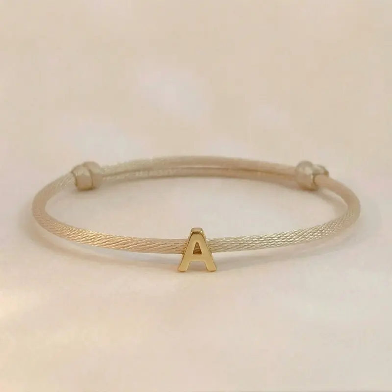 Initial Charm on Satin Bracelet