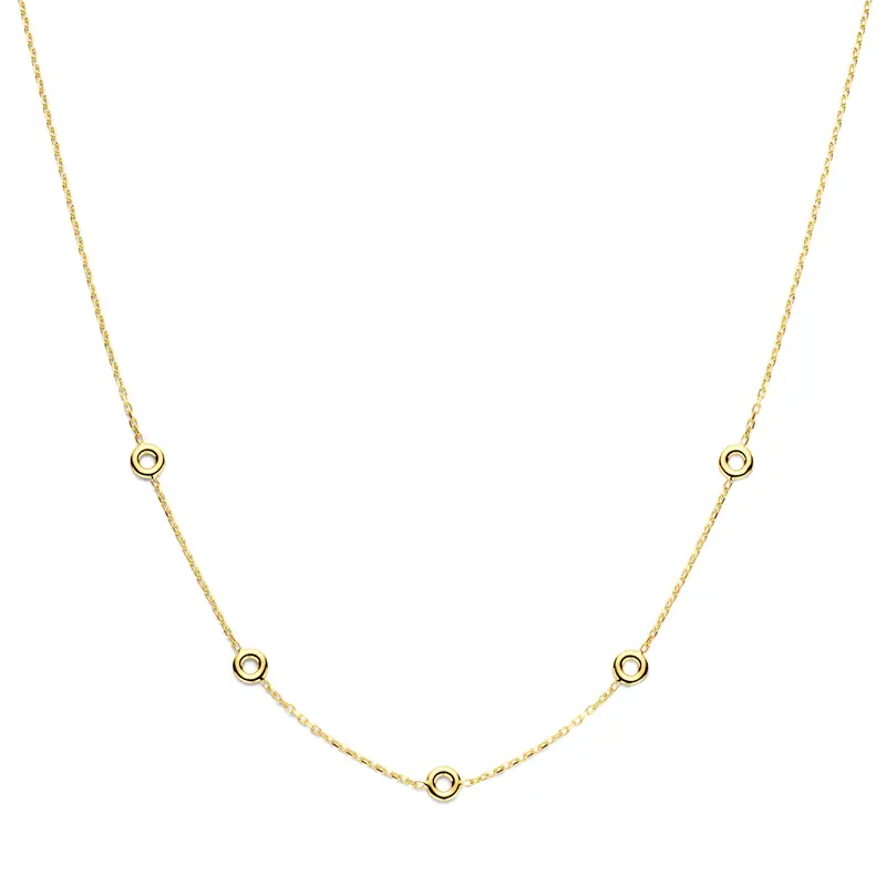'Ishara' 14 karaat gouden halsketting ronde details