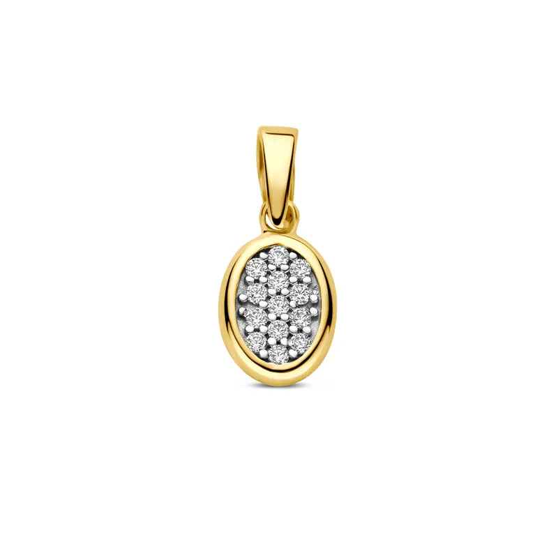 'Jamila' 14 karaat gouden hanger pavé zirkonia ovaal