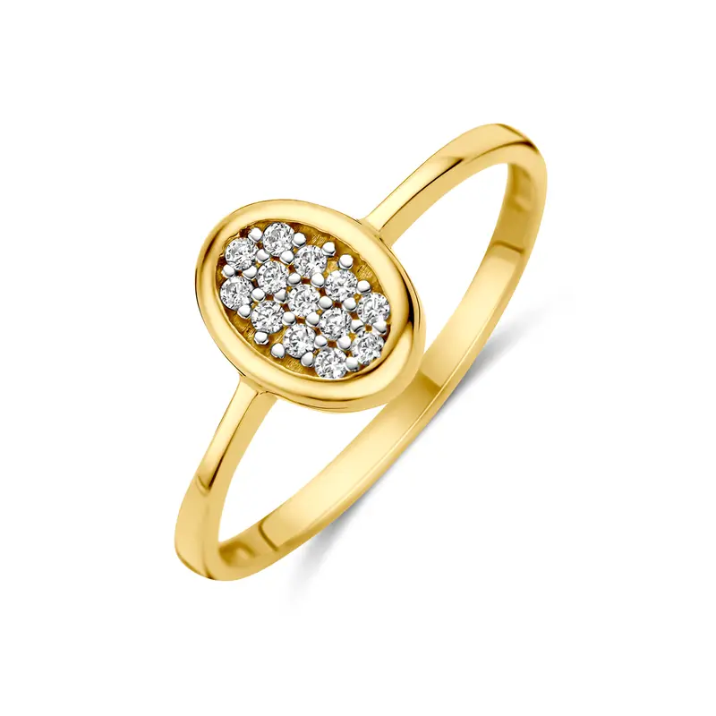 'Jamila' 14 karaat gouden ring pavé zirkonia ovaal